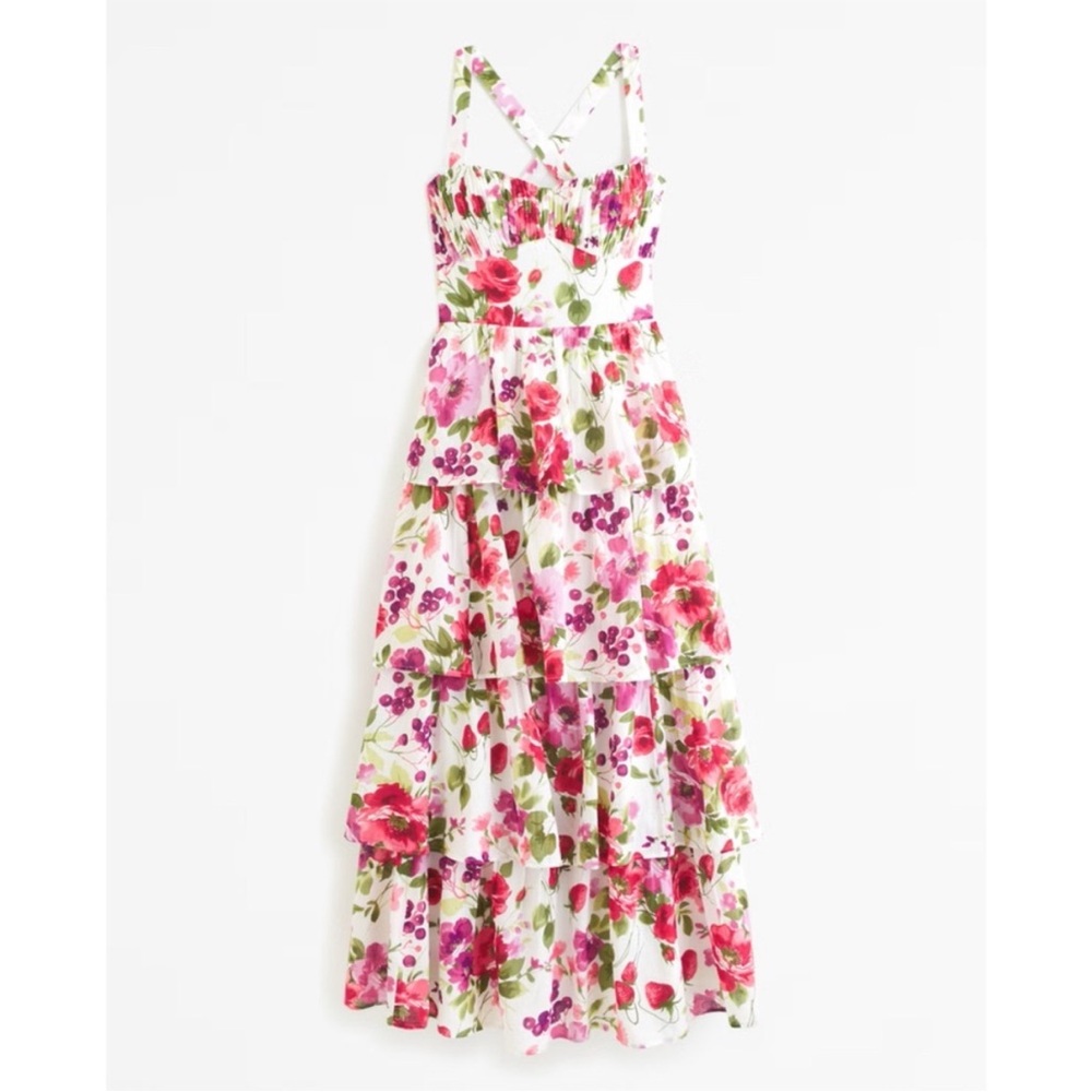 Abercrombie — Lace-Up Back Tiered Maxi Dress
